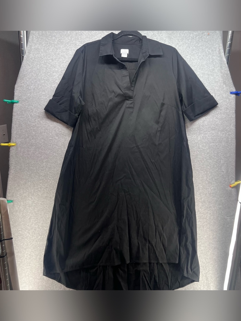 Chico's Black Short-Sleeve Polo Midi Shirt Dress